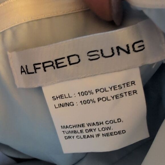 NWT Alfred Sung Column Maxi Dress Bow On Back Mist Blue Size 10 - Picture 10 of 12